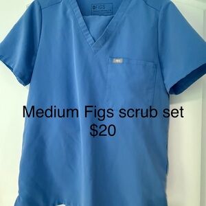 Figs Classic Blue Scrub Top